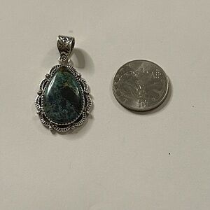 Elegant Sterling Silver and Green turquoise Pendant